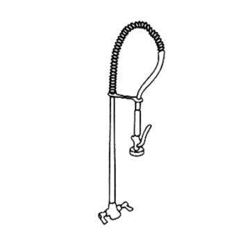 Illustration of a pre-rinse unit and faucet, showcasing the flexible gooseneck design for efficient washing.