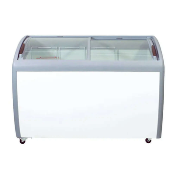 Curved glass top chest freezers showcasing a modern design and perfect for displaying frozen treats.