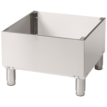 Stainless steel commercial dishroom equipment sink base with sturdy legs for durability.